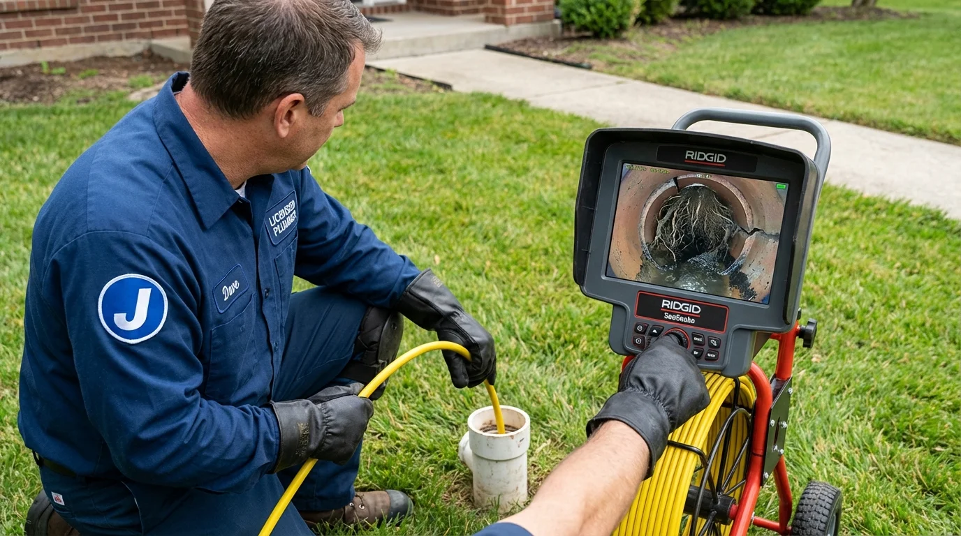 Sewer camera inspection being performed by Johns Plumbing LLC in Reinholds